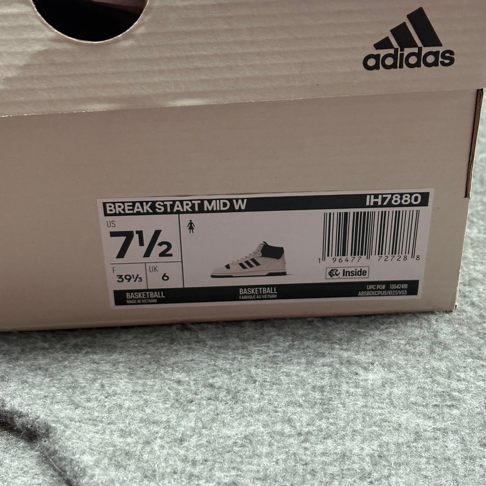 Adidas Break Start Mid Top Women 7.5 Basketball Sneakers White Black Court New - Picture 12 of 16